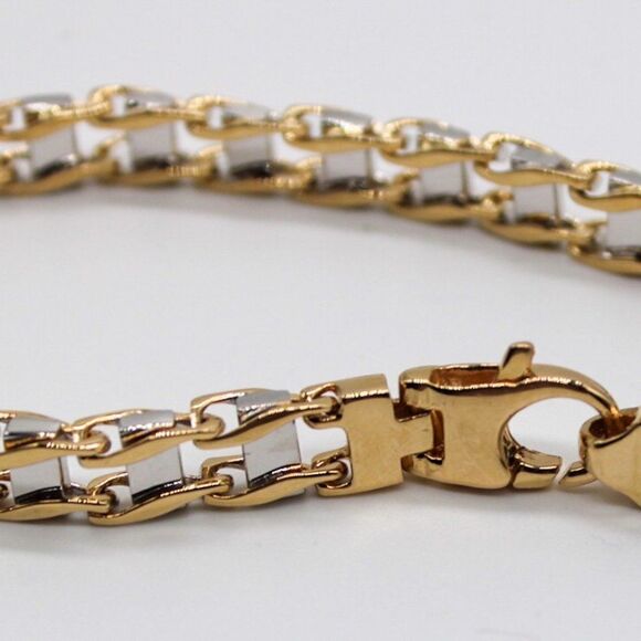 14K Two-Tone 8.5" Fancy Link Men’s Bracelet – 7.5mm, 34.1g, Hand-Polished - Picture 13 of 16